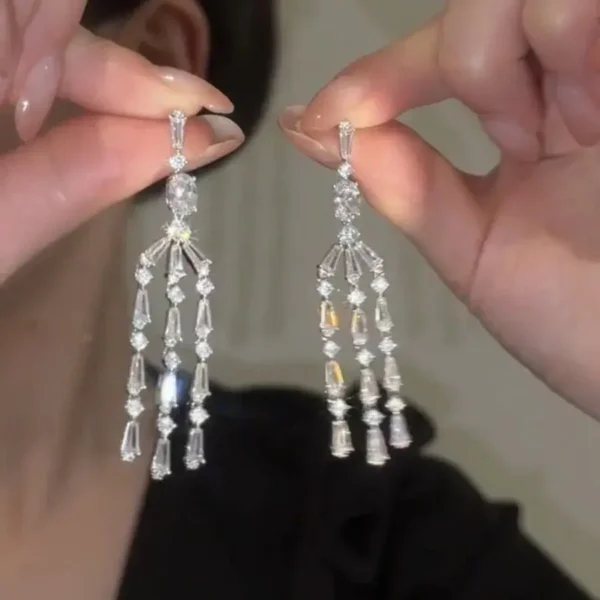 Fashion Luxury Geometric Dangle Drop Earrings for Women Wedding Party Jewelry Accessories Gorgeous Cubic Zirconia Bridal Brincos - Image 11