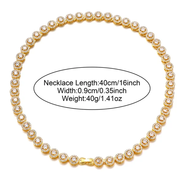 Hip Hop 9MM Iced Out Round Tennis Chain Necklace Bling Full Cubic Zircon Crystal Necklaces for Men Women Jewelry - Image 2