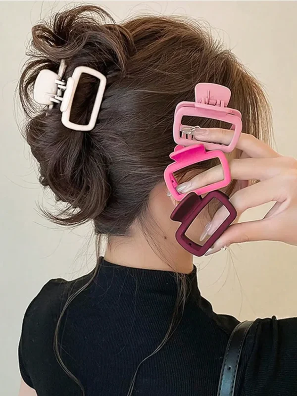 4pcs Women's Square Lightweight Hair Claw Clip Fashionable Elegant Hair Accessory Clip Suitable Hair Styling Makeup - Image 3
