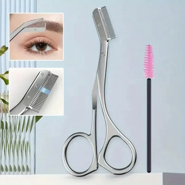Stainless Steel Eyebrow Trimmer Scissors & Comb Set - Precision Grooming Tool for Men and Women - Effortless Hair Removal - Image 11