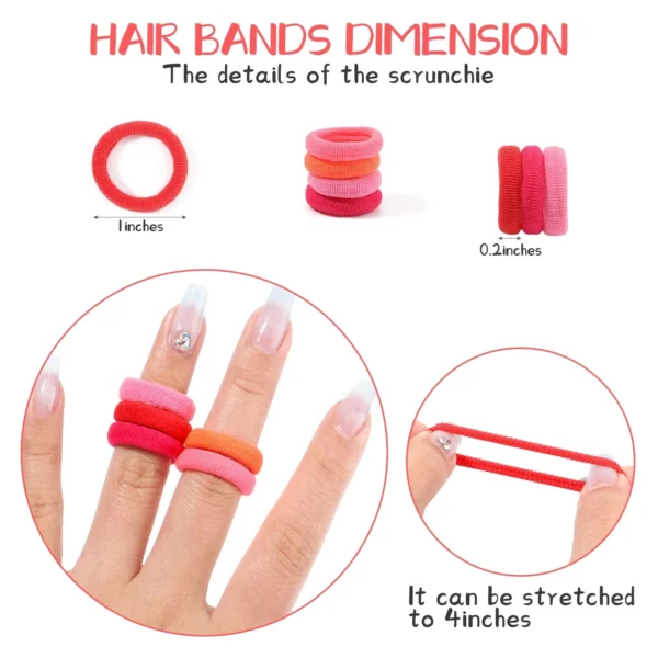 100PCS Colorful Basic Nylon Ealstic Hair Ties for Girls Children Ponytail Hold Scrunchie Rubber Band Kids Basic Hair Accessories - Image 6