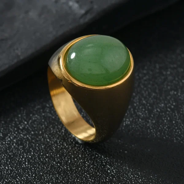 HNSP 316L Stainless Steel Oval Natural Stone Ring For Men Women Finger Vintage Jewelry Black Green Tiger Eye Stone Rings - Image 9