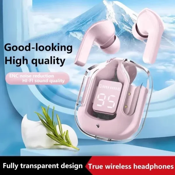 Original T2 Wireless Bluetooth Earphone Transparent HIFI Headphones LED Power Digital Display Stereo Sound Earphones for Xiaomi - Image 5