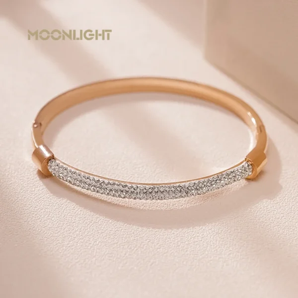 MOONLIGHT Fashion Cubic Zirconia Cuff Bangles for Women Trendy Titanium Steel Circular Classic Bracelet Female Jewelry Gift - Image 8