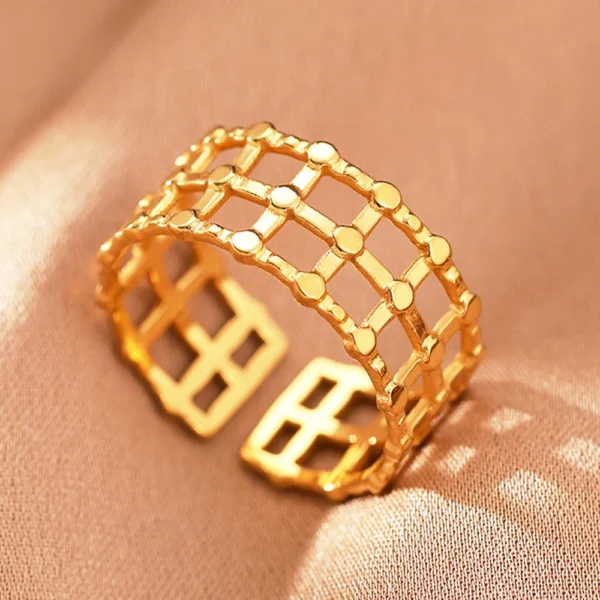 Stainless Steel Rings Vintage Exquisite Hollow Adjustable Open Statement Rings Light Luxury Fashion Rings For Women Jewelry New - Image 18