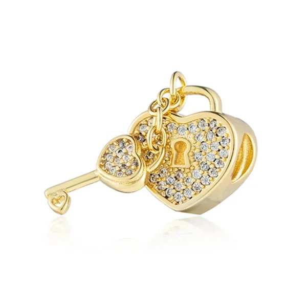 2025 NEW Sparking Gold Plated Charm Beads Fit Original 925 Silver Bracelet DIY Jewelry Gift Bow Double Heart Split Dangle - Image 39