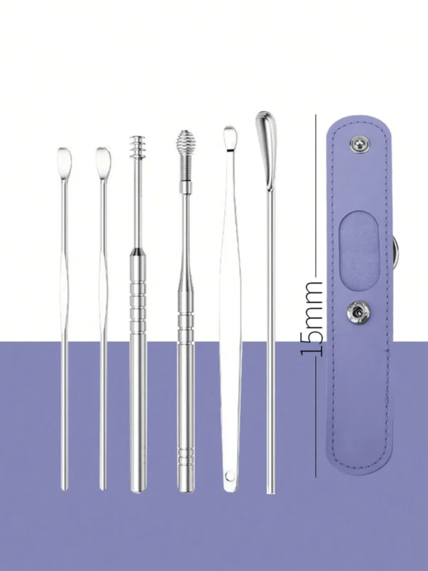 Ear Cleaning Tool Stainless Steel Ear Pick Kit &1Pc Storage Bag Earwax Remover Tool - Image 15