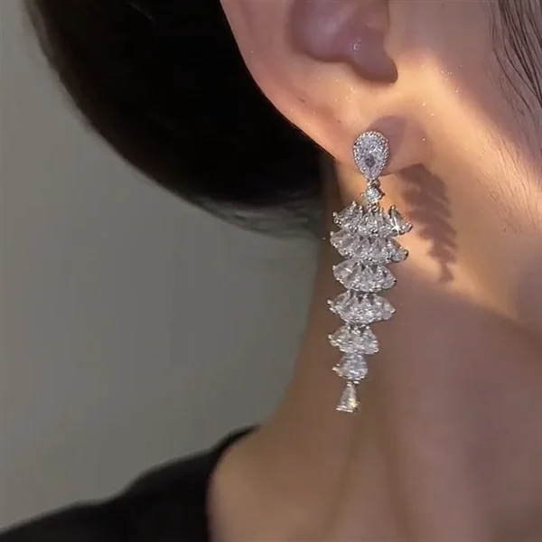 Fashion Luxury Geometric Dangle Drop Earrings for Women Wedding Party Jewelry Accessories Gorgeous Cubic Zirconia Bridal Brincos - Image 2