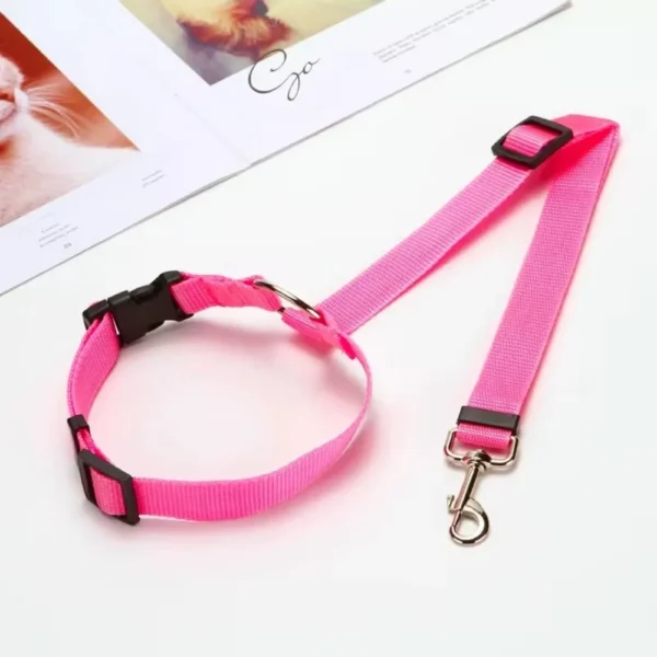Solid Color Two-in-one Pet Car Seat Belt Nylon Lead Leash Backseat Safety Belt Adjustable Dogs Harness Collar Pet Accessories - Image 9