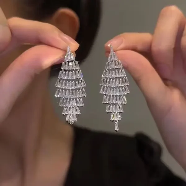Fashion Luxury Geometric Dangle Drop Earrings for Women Wedding Party Jewelry Accessories Gorgeous Cubic Zirconia Bridal Brincos - Image 8