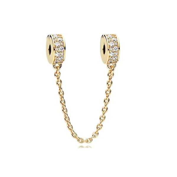 2025 NEW Sparking Gold Plated Charm Beads Fit Original 925 Silver Bracelet DIY Jewelry Gift Bow Double Heart Split Dangle - Image 42