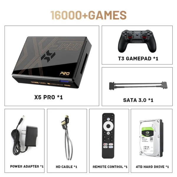Kinhank Super Console X5 PRO Retro Video Game Consoles Plug and Play 4T with 16000 Games for PS2/WII/SS/DC/N64 Android 12 TV Box - Image 7