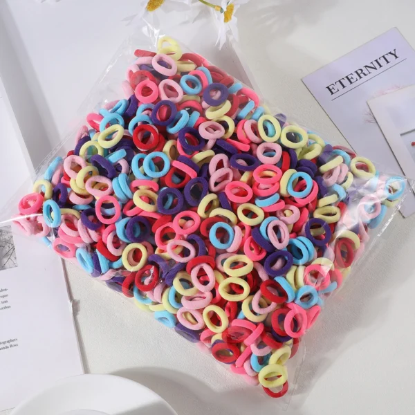100PCS Colorful Basic Nylon Ealstic Hair Ties for Girls Children Ponytail Hold Scrunchie Rubber Band Kids Basic Hair Accessories - Image 7