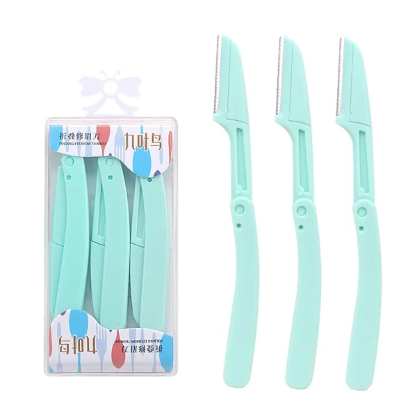 Karsyngirl 3pcs Fold Eyebrow Trimmer Scissors Hair Remover Eyebrow Comb Razor Eyebrow Clip Makeup Tools Face Razor for Women - Image 17