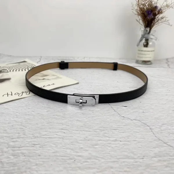 Fashion Adjustable Thin Belt Luxury Black PU Leather Female Designer Girdle Korean Corset Metal Buckle Belts For Women White - Image 5