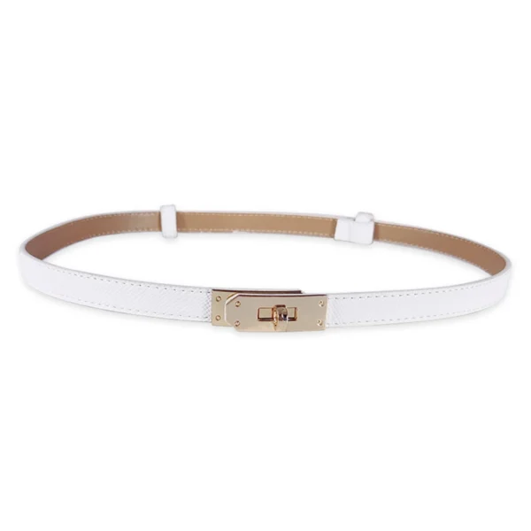 Fashion Adjustable Thin Belt Luxury Black PU Leather Female Designer Girdle Korean Corset Metal Buckle Belts For Women White - Image 8