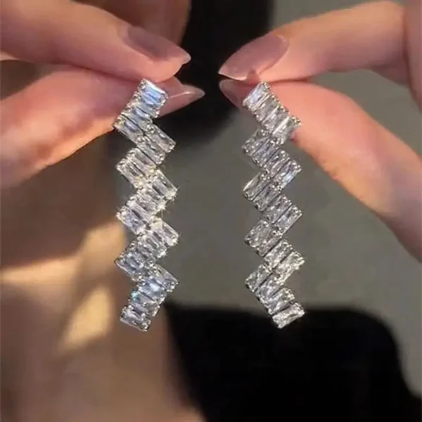 Fashion Luxury Geometric Dangle Drop Earrings for Women Wedding Party Jewelry Accessories Gorgeous Cubic Zirconia Bridal Brincos - Image 17