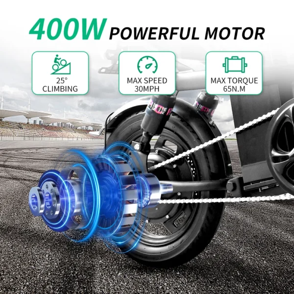 IDOTATA 48V 10Ah Foldable Electric Bike Throttle,400W Motor Electric Bicycle for Adults, Mini Ebike for Urban Commuter Man Woman - Image 4
