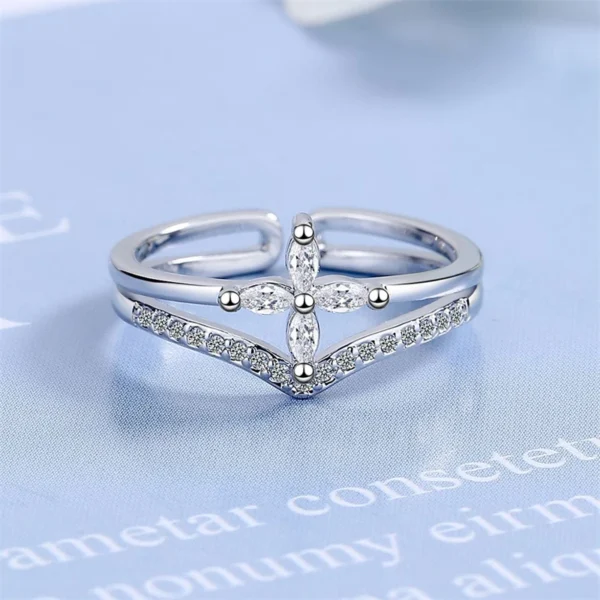 Vintage French Style Fashion Crystal Adjustable Ring for Women 2022 New Original Design Korean Ring Girl Jewelry Accessories - Image 8
