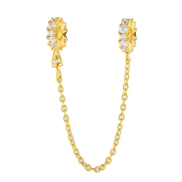 2025 NEW Sparking Gold Plated Charm Beads Fit Original 925 Silver Bracelet DIY Jewelry Gift Bow Double Heart Split Dangle - Image 36