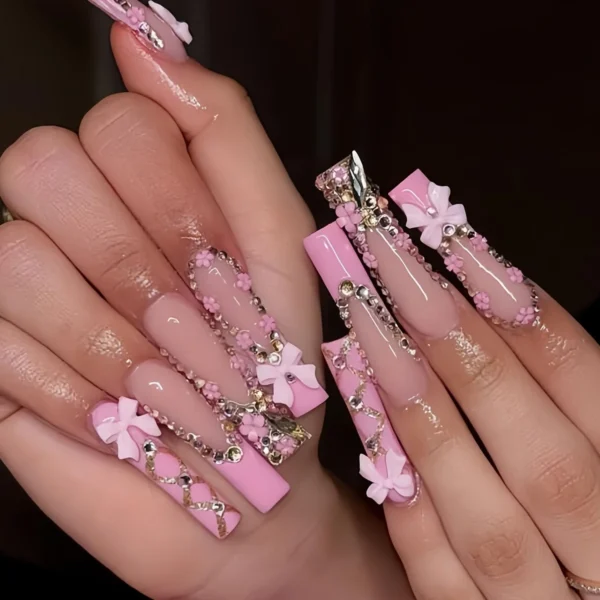 500PCS 3D Nail Art Decoration Kit with Resin Bows, Flat Back Pearls, and Assorted Shapes – Unscented DIY Craft Embellishments - Image 6