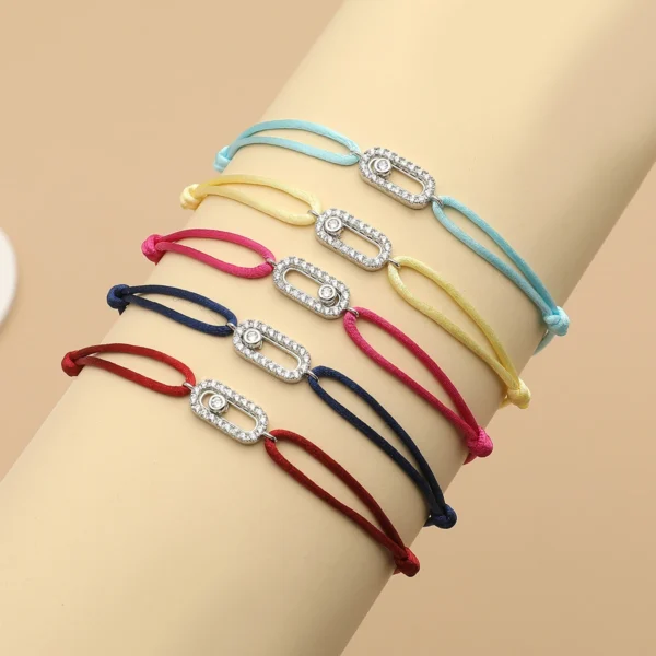 Adjusted Size Can Move Stone Multiple colors Rope Woven bracelet For Women And Men Fashion Jewelry 2024 New Bracelets Woman - Image 4