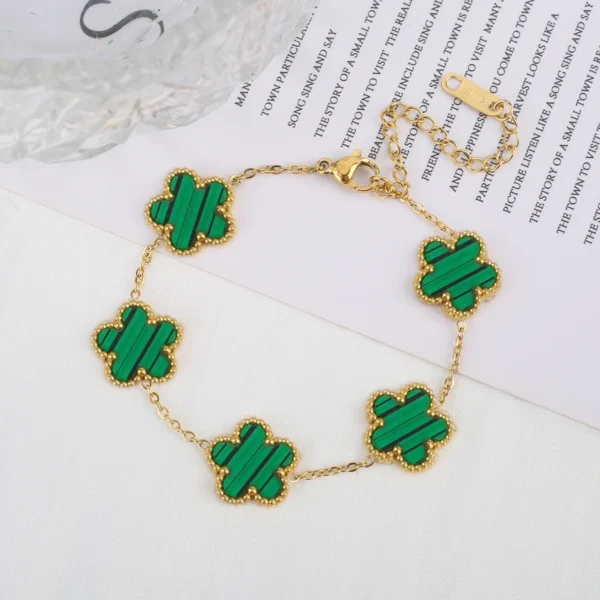 Classic Luxury Stainless Steel Bracelet Ladies Adjustable Five Flower Bracelets for Women New Fashion Party Jewelry Gifts Clover - Image 14