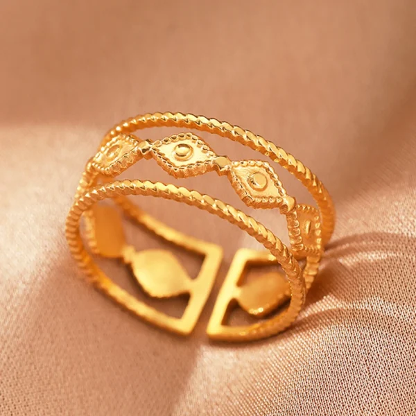 Stainless Steel Rings Vintage Exquisite Hollow Adjustable Open Statement Rings Light Luxury Fashion Rings For Women Jewelry New - Image 12
