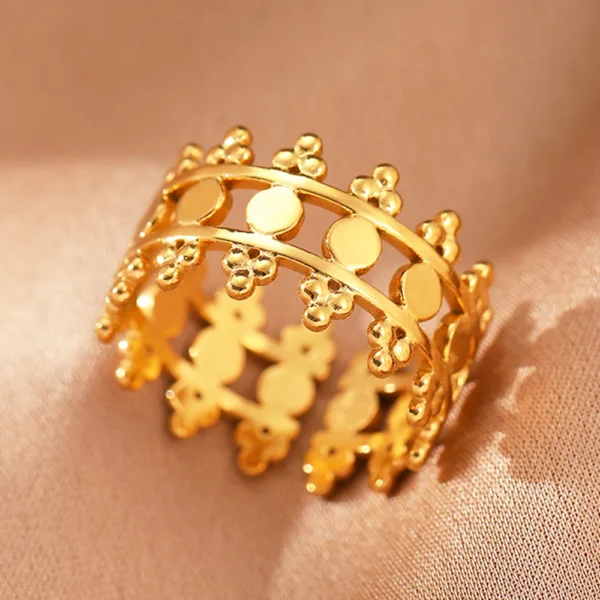 Stainless Steel Rings Vintage Exquisite Hollow Adjustable Open Statement Rings Light Luxury Fashion Rings For Women Jewelry New - Image 29