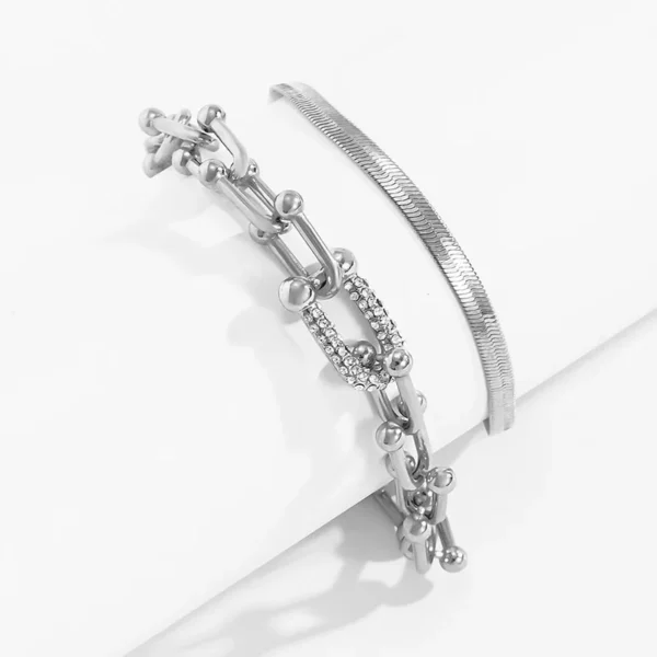 New Extendable Gold Color Metal Bracelet for Women Girls Snake Chain Hoop Link Ins Style Bracelet Jewelry Set - Image 6
