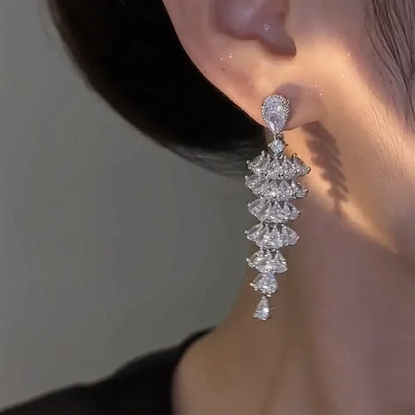 Fashion Luxury Geometric Dangle Drop Earrings for Women Wedding Party Jewelry Accessories Gorgeous Cubic Zirconia Bridal Brincos - Image 5