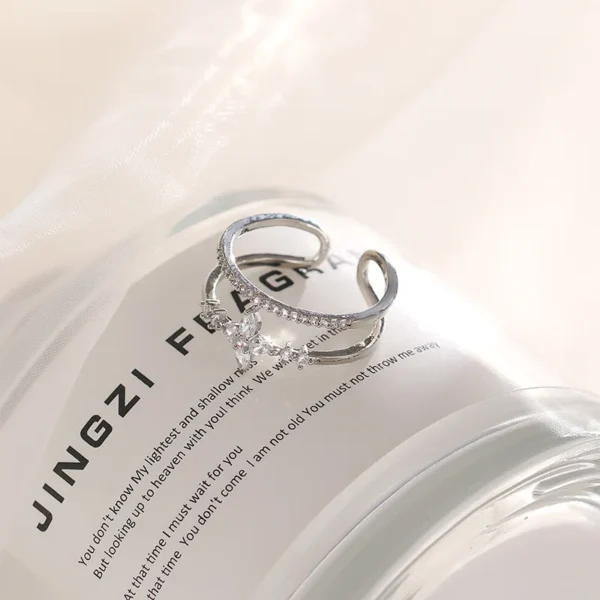 Vintage French Style Fashion Crystal Adjustable Ring for Women 2022 New Original Design Korean Ring Girl Jewelry Accessories - Image 4
