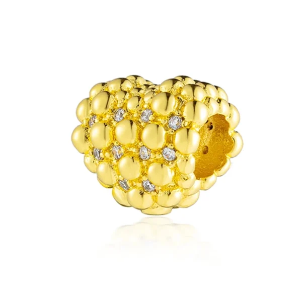 2025 NEW Sparking Gold Plated Charm Beads Fit Original 925 Silver Bracelet DIY Jewelry Gift Bow Double Heart Split Dangle - Image 49