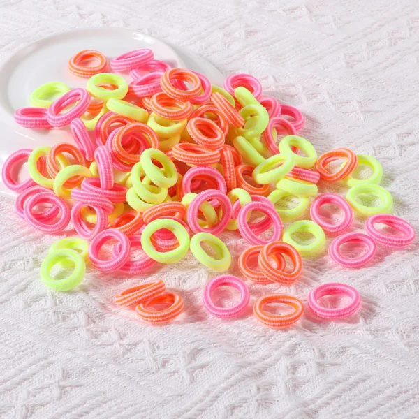 100PCS Colorful Basic Nylon Ealstic Hair Ties for Girls Children Ponytail Hold Scrunchie Rubber Band Kids Basic Hair Accessories - Image 10