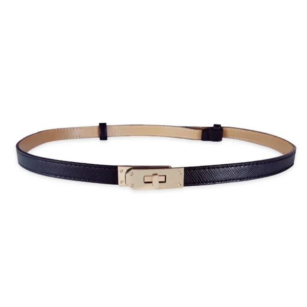 Fashion Adjustable Thin Belt Luxury Black PU Leather Female Designer Girdle Korean Corset Metal Buckle Belts For Women White - Image 9