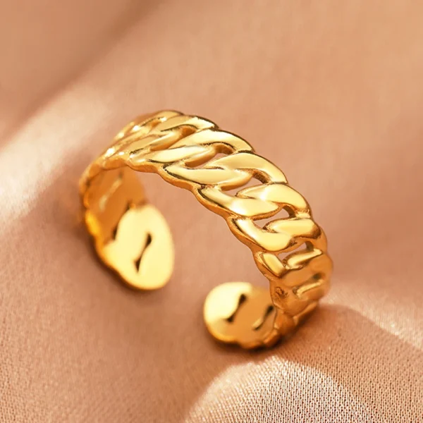 Stainless Steel Rings Vintage Exquisite Hollow Adjustable Open Statement Rings Light Luxury Fashion Rings For Women Jewelry New - Image 2