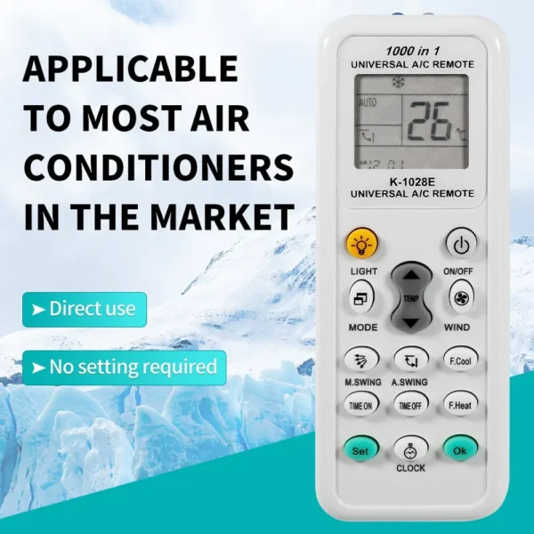 1000 in 1 Universal Remote Control K 1028E AC Digital LCD for Air Conditioner - Image 2