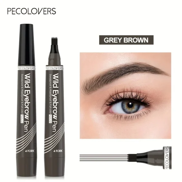 6 Colors 1pc Eyebrow Pen Waterproof 4 Split Tip Eyebrows Pen Eyebrow Tattoo Pen Waterproof Liquid Black Eyebrow Makeup Pencil - Image 7