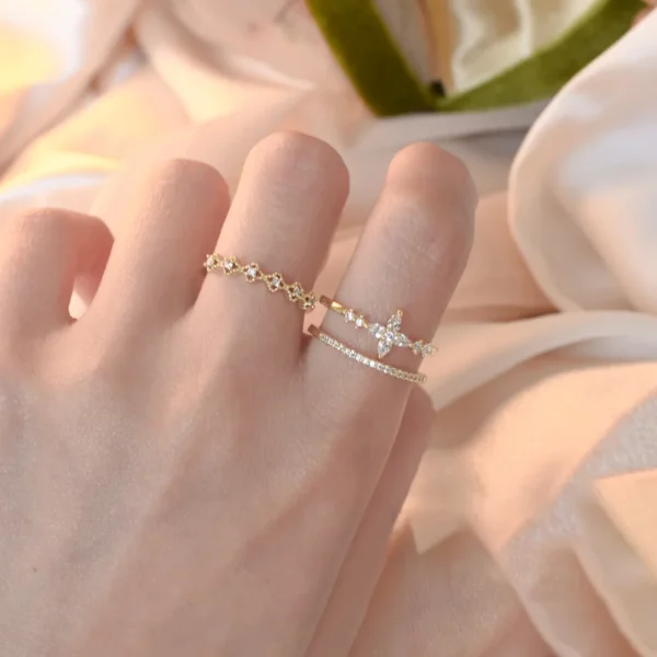 Vintage French Style Fashion Crystal Adjustable Ring for Women 2022 New Original Design Korean Ring Girl Jewelry Accessories - Image 6
