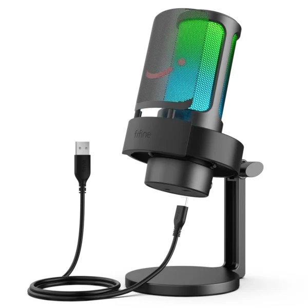 FIFINE USB Microphone for Recording and Streaming on PC and Mac,Headphone Output and Touch-Mute Button,Mic with 3 RGB Modes -A8 - Image 7