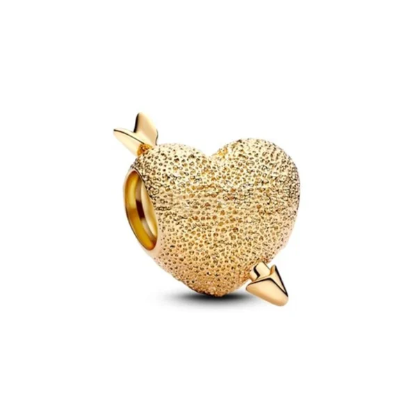 2025 NEW Sparking Gold Plated Charm Beads Fit Original 925 Silver Bracelet DIY Jewelry Gift Bow Double Heart Split Dangle - Image 35