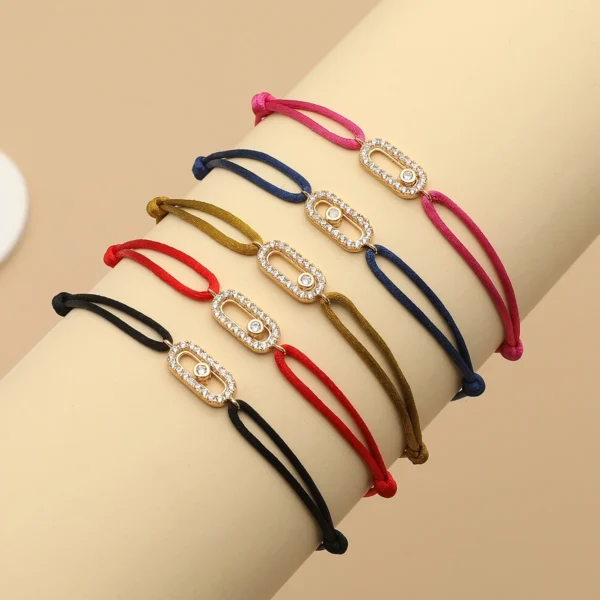 Adjusted Size Can Move Stone Multiple colors Rope Woven bracelet For Women And Men Fashion Jewelry 2024 New Bracelets Woman - Image 3