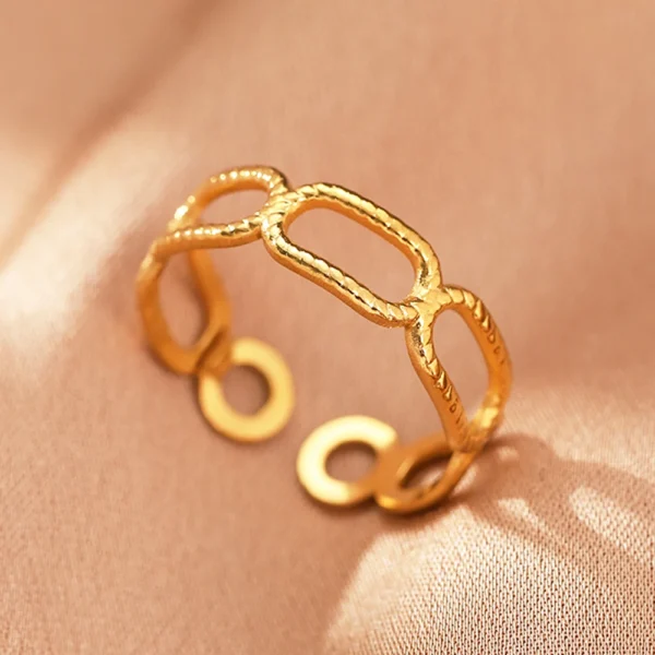 Stainless Steel Rings Vintage Exquisite Hollow Adjustable Open Statement Rings Light Luxury Fashion Rings For Women Jewelry New - Image 3