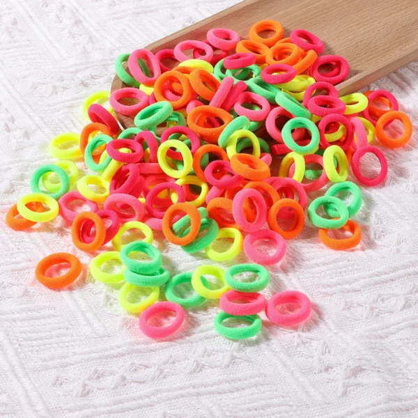 100PCS Colorful Basic Nylon Ealstic Hair Ties for Girls Children Ponytail Hold Scrunchie Rubber Band Kids Basic Hair Accessories - Image 9