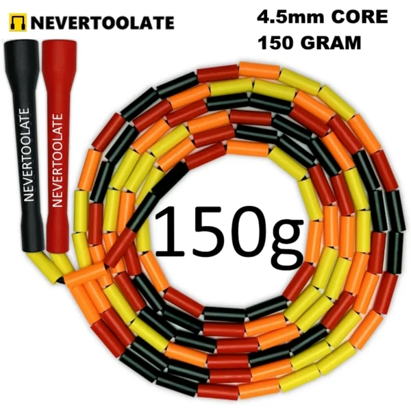 NEVERTOOLATE 4.5MM core 150 gram heavy beaded coach chris  2.9m hard bead beaded rope fitness freestyle skipping jump rope