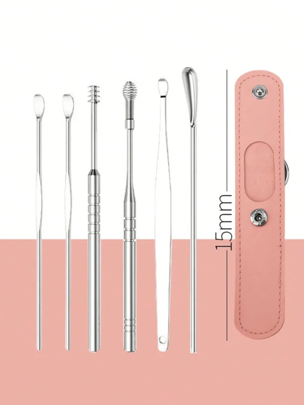 Ear Cleaning Tool Stainless Steel Ear Pick Kit &1Pc Storage Bag Earwax Remover Tool - Image 11