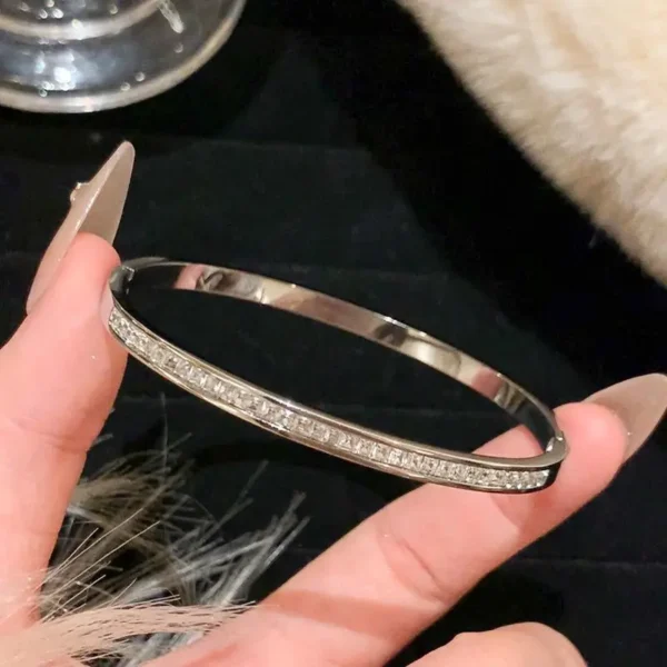 Titanium Steel Gold Silver Color Bangles for Women Girls Trend Waterproof Jewelry Luxury Sparkling Zircon Bracelet Bangle - Image 10