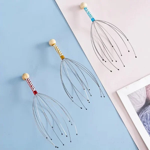 1PC Octopus Head Massager Stainless Steel Engraved Head Relaxer Brain Massage Claw Scalp Scratcher Itch Reliever Random Color - Image 4