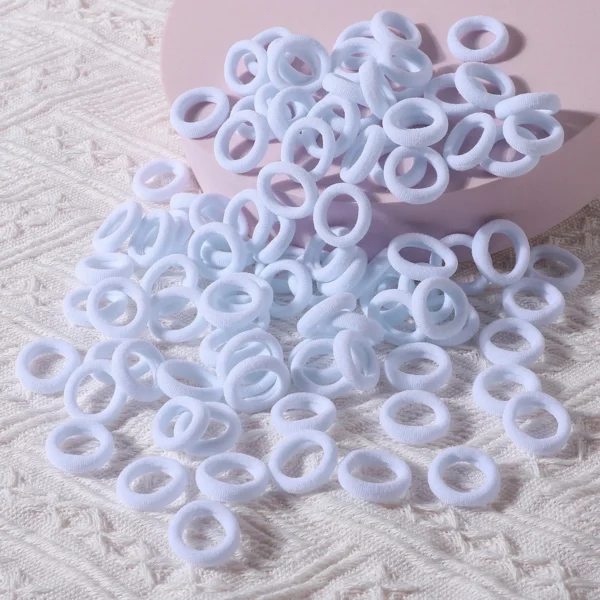 100PCS Colorful Basic Nylon Ealstic Hair Ties for Girls Children Ponytail Hold Scrunchie Rubber Band Kids Basic Hair Accessories - Image 19