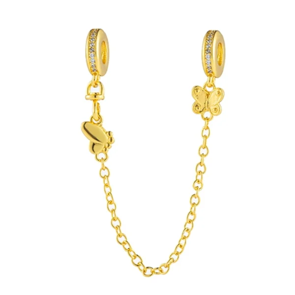 2025 NEW Sparking Gold Plated Charm Beads Fit Original 925 Silver Bracelet DIY Jewelry Gift Bow Double Heart Split Dangle - Image 37